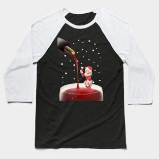 Santa Cat Holding Glass Red Wine Baseball T-Shirt